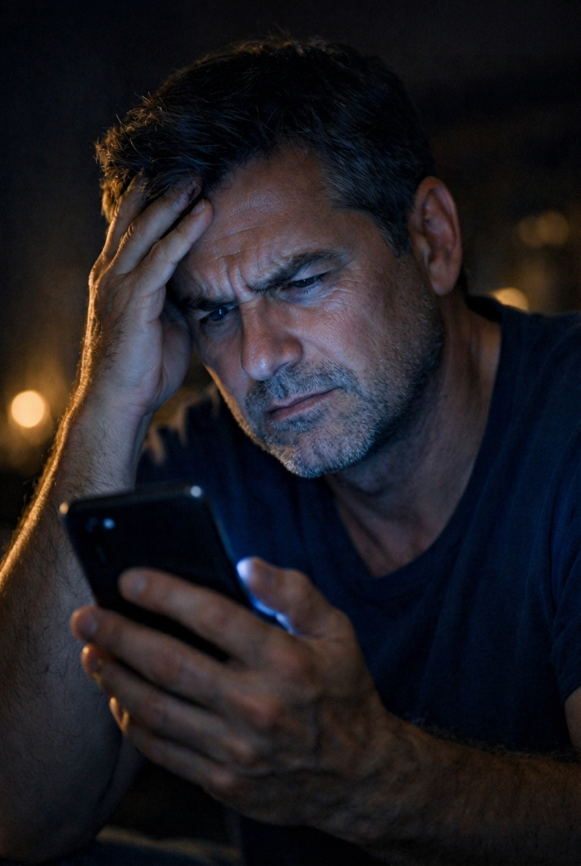 donna matura online incontri notte uomo frustrato smartphone